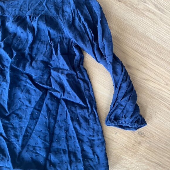 Maeve Navy Blue Emmaline Raised Clip Dot Textured Long Sleeve Blouse Size 12 - Picture 5 of 9